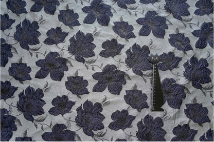 Gold Thread Floral Jacquard Fabric: Embossed 3D Bubble Design, 64" Wide