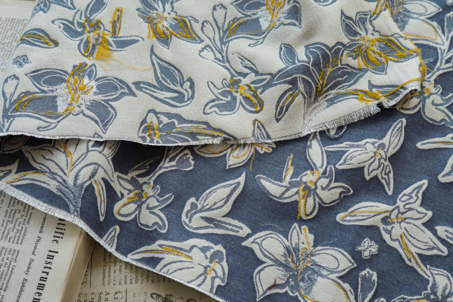 Jacquard Denim Fabric: 3D Reverse Design, Upholstery Sewing Material, 52"