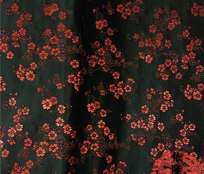 Tissu brocart de soie à fleurs de prunier : tissu pour cheongsam qipao, largeur 75 cm