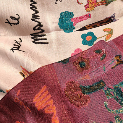 Cartoon Jacquard Fabric: Orange Pink 3D Woven Embossed Material, 56"W