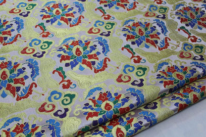Floral Brocade Fabric: Chinese Style Jacquard Silk Rayon Blend