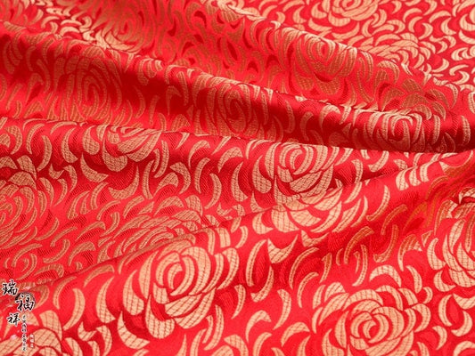Tissu brocart rose : tissu pour qipao cheongsam de style chinois en rayonne