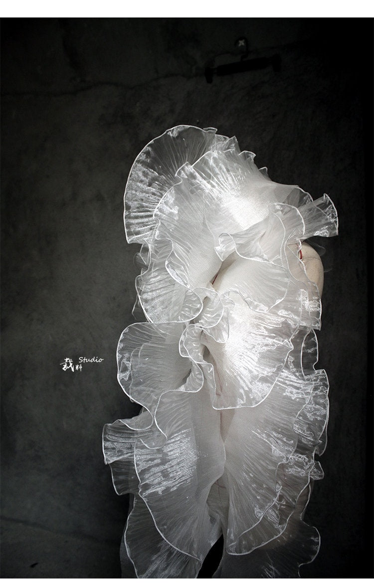 3D Fold Ruffle Organza Fabric - Two Toned Designer Material