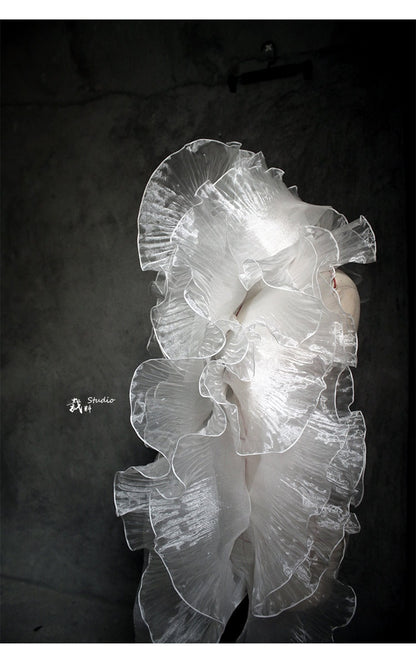 3D Fold Ruffle Organza Fabric - Two Toned Designer Material