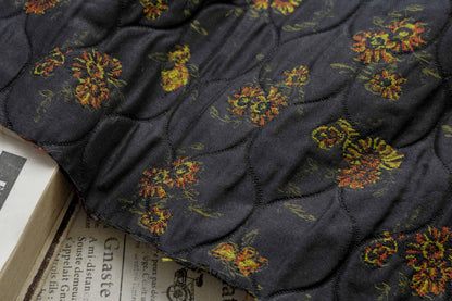 Embossed Floral Quilted Jacquard Fabric: Polyester Blend Upholstery