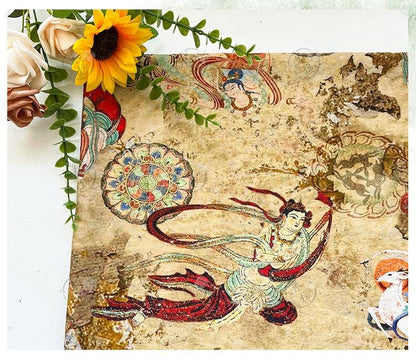 Dunhuang Flying Apsaras Fabric: Oriental Art Cotton Print for Sewing