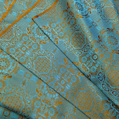 Chinese Brocade Fabric: Turquoise Jacquard Rayon, 59" Wide