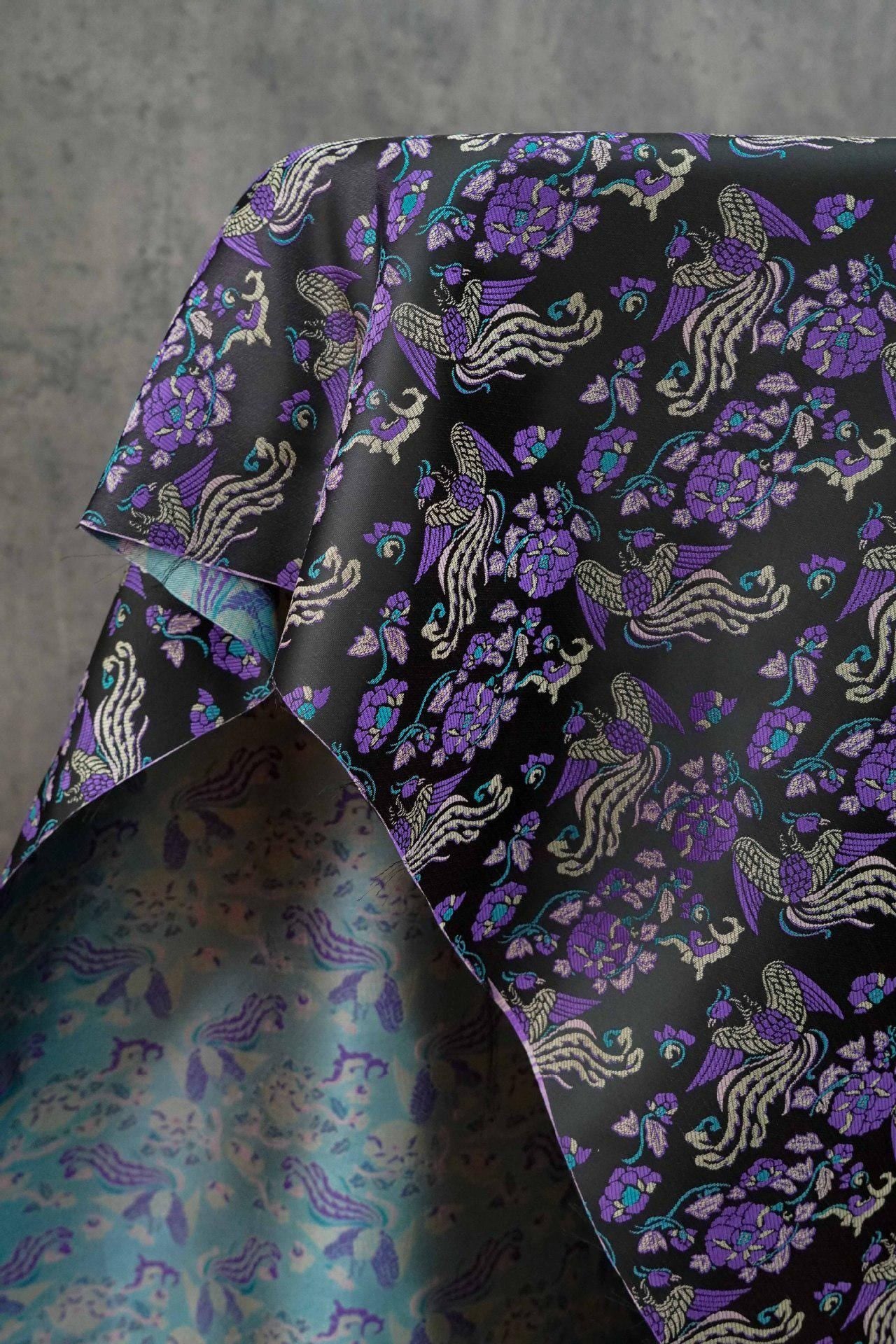 Tissu jacquard pivoine Phoenix Delight : style dynastie Song chinoise, 150 cm de large