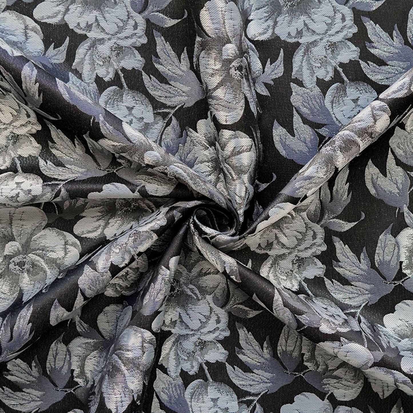 Gold & Silver Floral Jacquard Fabric - 65" Wide