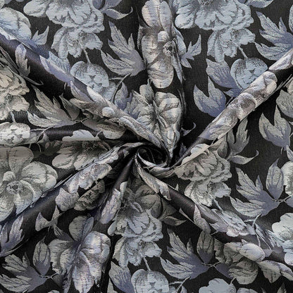 Gold & Silver Floral Jacquard Fabric - 65" Wide