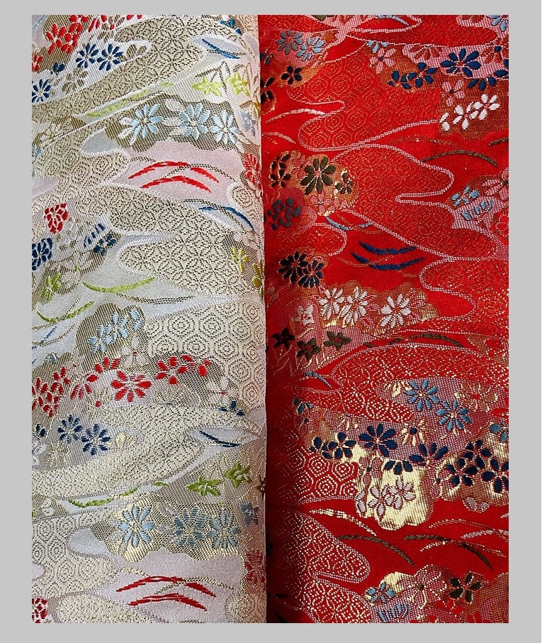Nishijin Ori Silk Brocade Fabric: Japanese Kimono Gown Jacquard (29.5"/59"W)