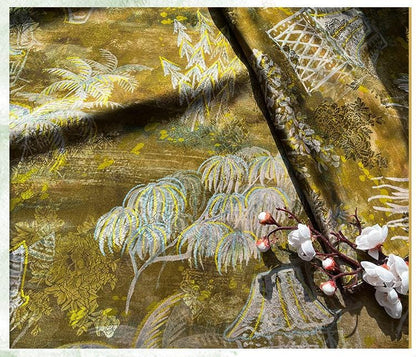 Rayon Silk Jacquard Xiangyun Fabric, Handcrafted Warm Forest Home Textile for Sewing, Dressmaking, DIY Craf" Wide