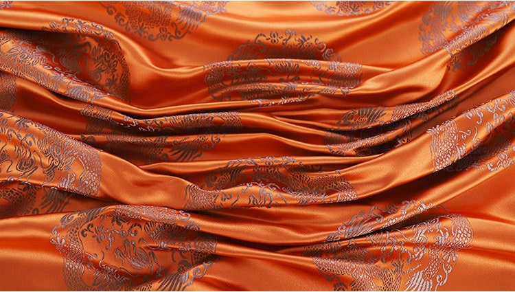 Chinese Dragon Brocade Fabric: Nylon Upholstery, Costume, Decor (29.5"W)