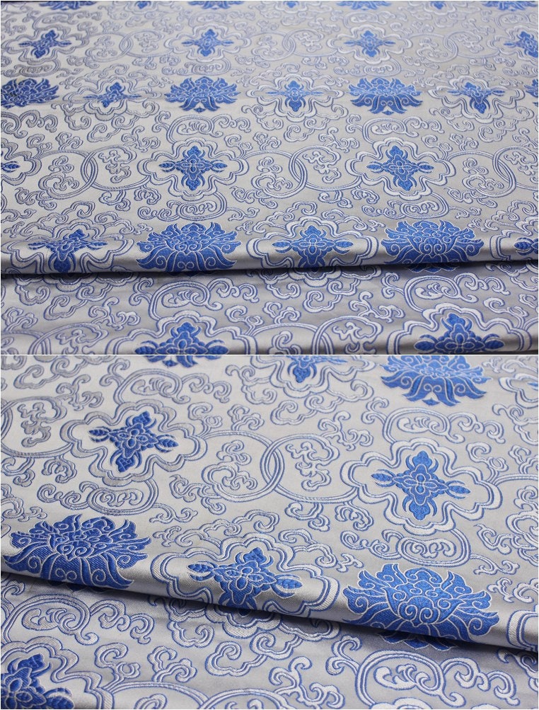 Chinese Medallion Brocade Fabric: Silk Rayon Blend, 29.5" Wide