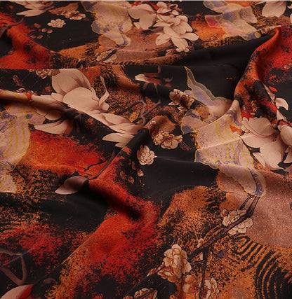 Floral Gambiered Canton Gauze Fabric: 59"W Chinese Satin