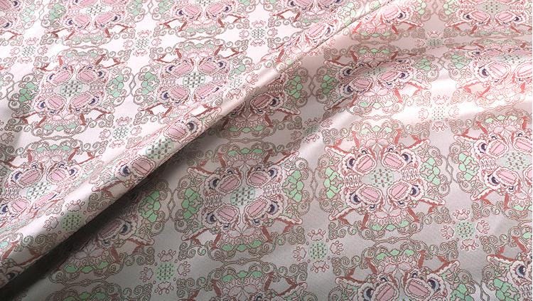 59" Pink Lion Brocade Fabric: Zen Flower, Emperor Tibetan Style