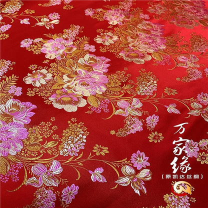 Peony Silk Brocade Fabric: Jacquard Mulberry Damask (29.5"W)