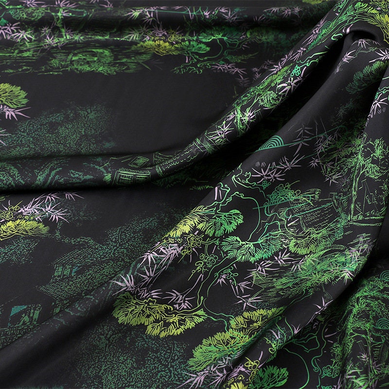 Tea Silk Satin Fabric: 59"W Digital Print for Sewing & Decor