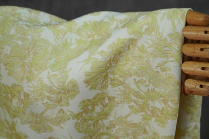 Embossed Yellow Floral Fabric ��� Abstract Woven Polyest" Wide