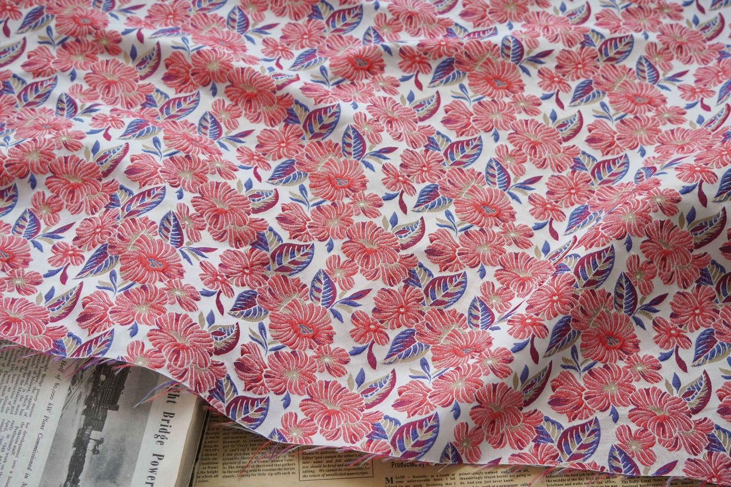 Reversible Jacquard Fabric: Japanese Floral Embossed Weave (59"W)