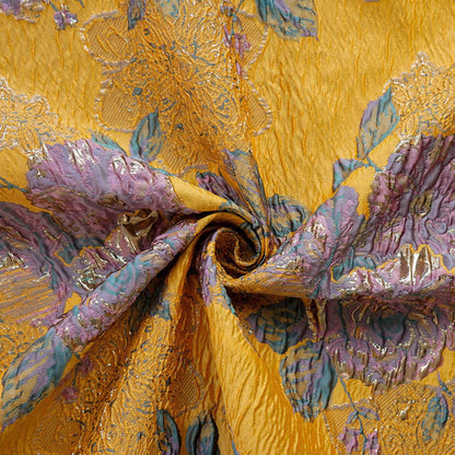 Gold Thread Floral Jacquard Fabric: 53" Wide, Upholstery & Costume