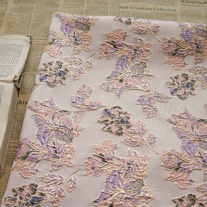 Gold Thread Floral Jacquard Fabric: 3D Cloisonne Texture, 55" Wide