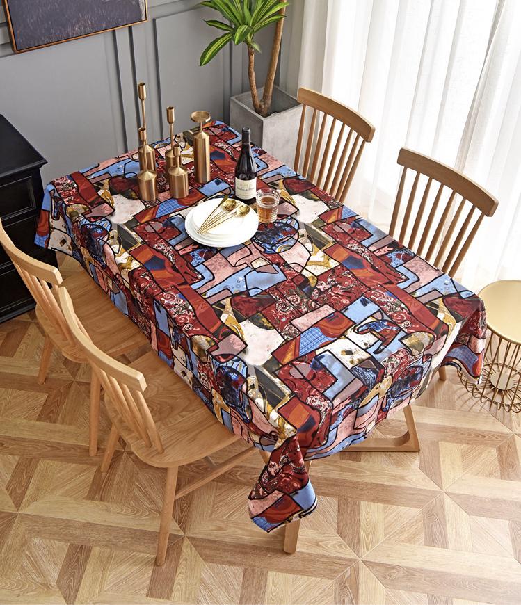 Nappe à imprimé floral bohème : tissu en mélange de coton et de lin (147 cm de large)
