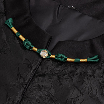 Handmade Cheongsam Satin Knot Buttons: Gold Foil Beads, Retro Ethnic Style