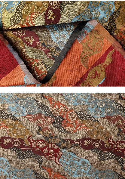 Tissu brocart jacquard à motifs floraux : mélange de soie et de rayonne pour kimono japonais