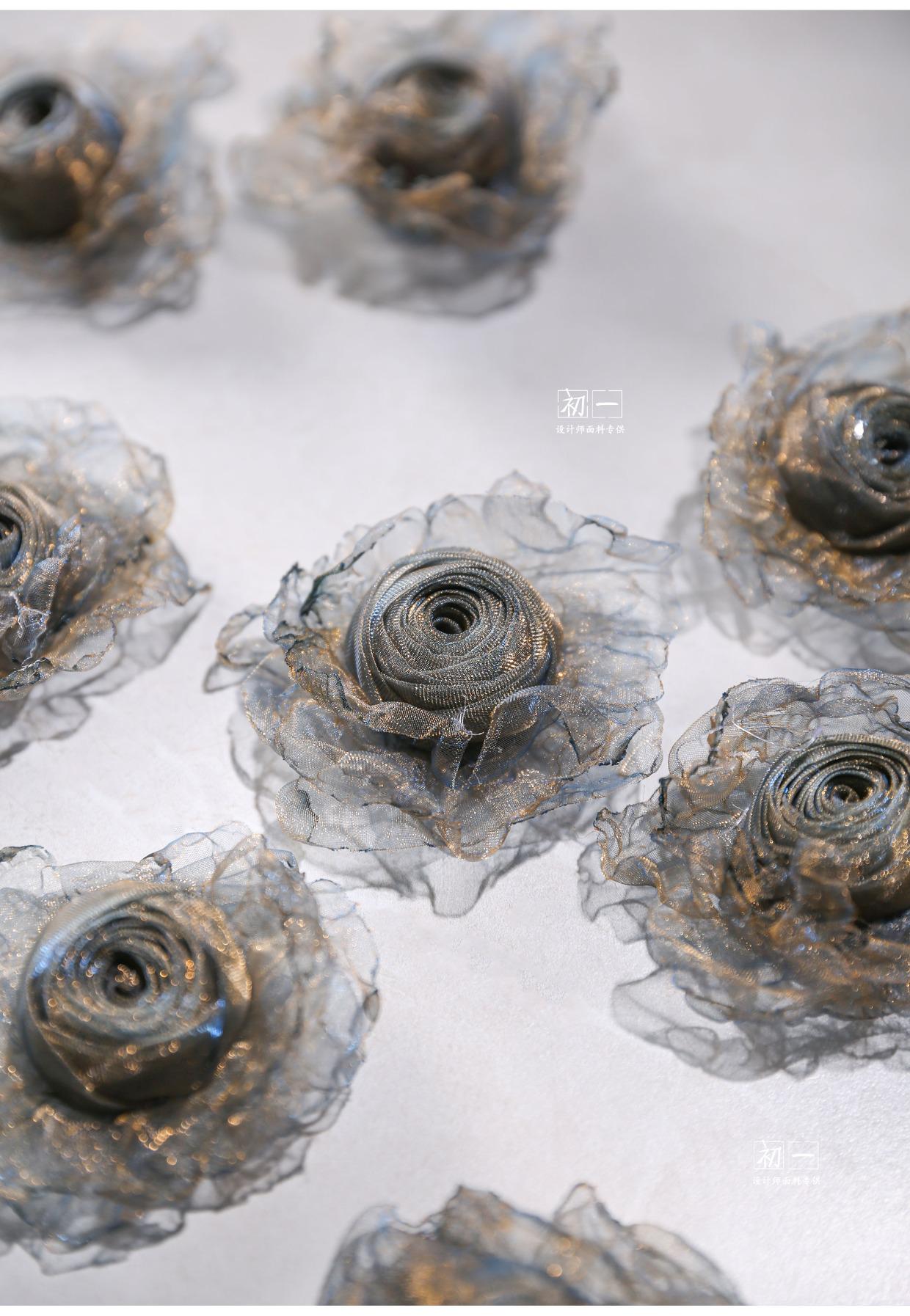 Blue & Gold Flower Corsage: Handmade Retro Clothing Design Accessory