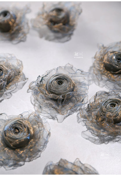 Blue & Gold Flower Corsage: Handmade Retro Clothing Design Accessory