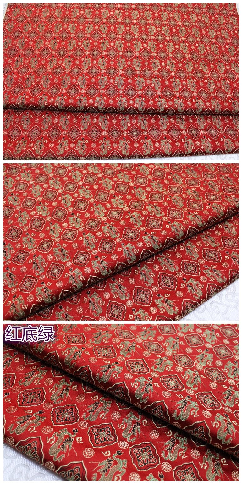 Flying Dragon Brocade Fabric: Chinese Emperor Robe Silk Blend (29.5"W)