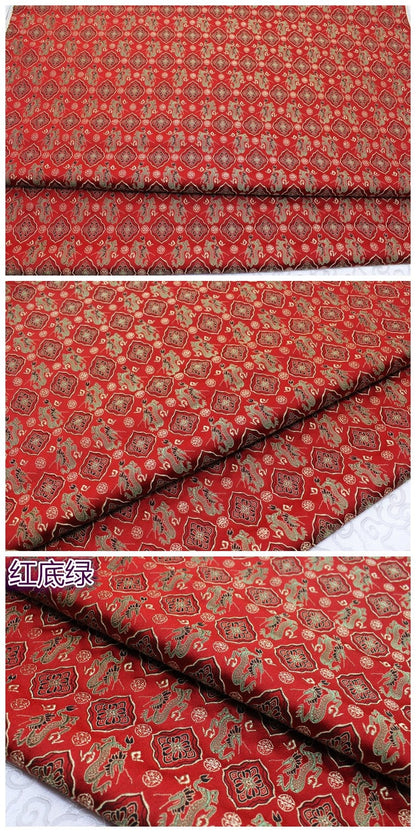 Flying Dragon Brocade Fabric: Chinese Emperor Robe Silk Blend (29.5"W)