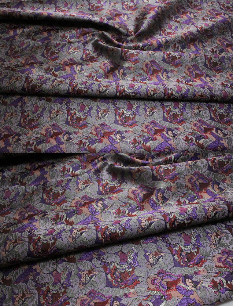 Butterfly Peony Silk Brocade Fabric: 35" Wide, Chinese Wedding Fabric
