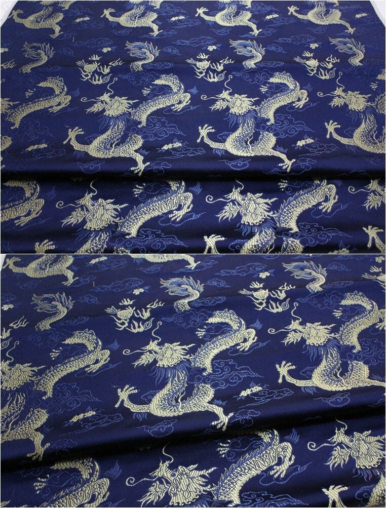 Chinese Dragon Silk Brocade Fabric: Fire Pattern, 29" Wide