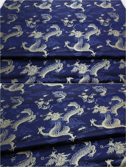 Chinese Dragon Silk Brocade Fabric: Fire Pattern, 29" Wide