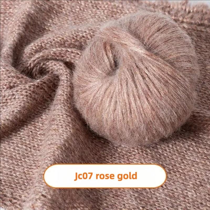 Rainbow Mohair Silk Yarn: Glitter Lace Knitting Wool (50g/100m)