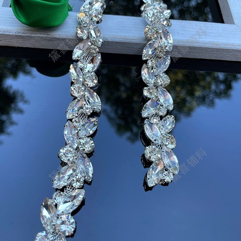 Bridal Rhinestone Applique: Crystal Wedding Belt, Doll Costume Decor