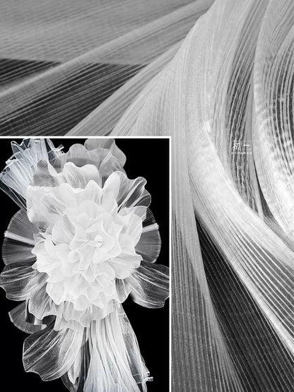Pleated Hard Mesh Organza Fabric, 55" Wide, Stiff Texture
