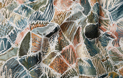 Tissu jacquard chenille : motif vitrail, 140 cm de large