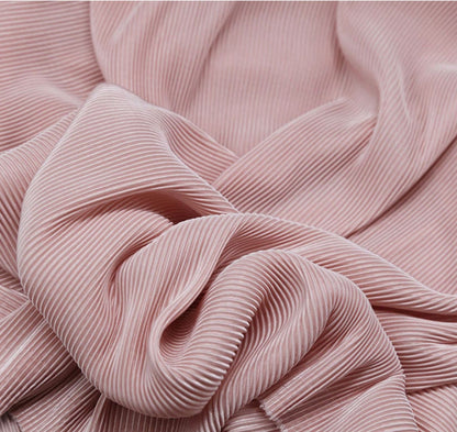 Pleated Striped Satin Fabric: Silky Crinkle Drape, 63" Wide