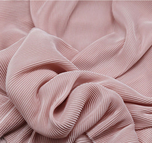 Pleated Striped Satin Fabric: Silky Crinkle Drape, 63" Wide