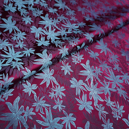 Leaf Brocade Fabric: Silk Satin Cheongsam Hanfu Fabric (By The Meter)