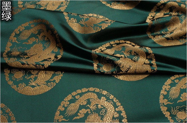 Dragon Brocade Fabric: Multicolor Silk Rayon Blend, Upholstery Sewing Material