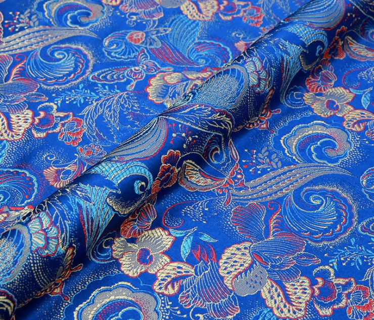 Blue Dragon Brocade Fabric: 59" Wide Rayon Sewing & Upholstery, Sold by the Meter