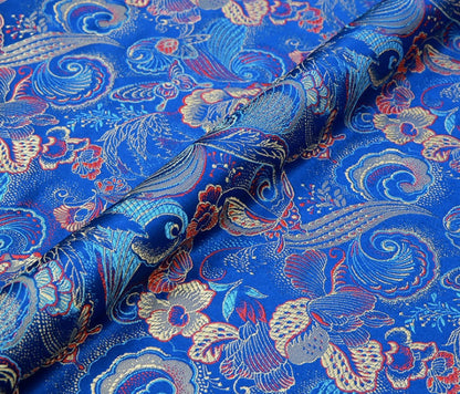 Blue Dragon Brocade Fabric: 59" Wide Rayon Sewing & Upholstery, Sold by the Meter