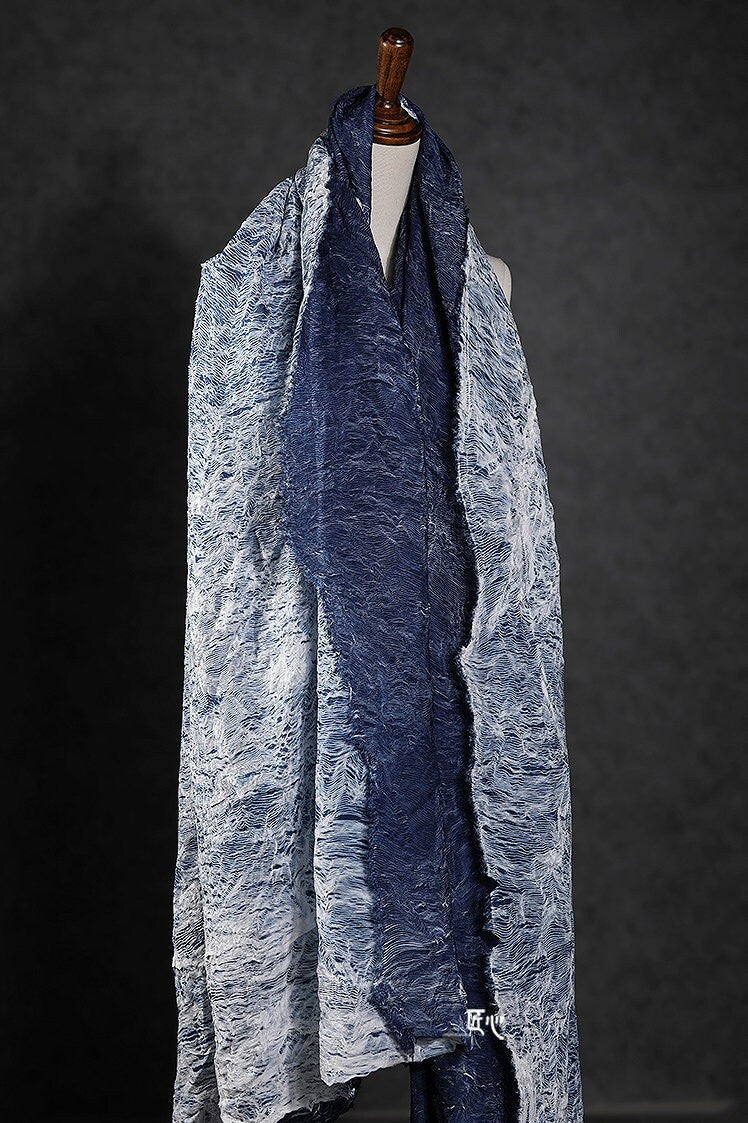 Tissu en maille de nylon plissée à texture 3D, drapé créatif, 140 cm de large