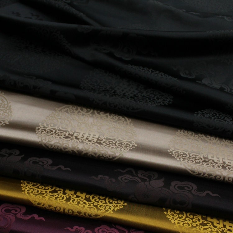 Chinese Brocade Fabric: Jacquard Silk Rayon Blend, Sewing Material