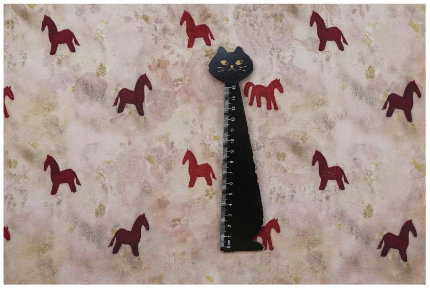 Horse Print Satin Fabric ��� Chinese Style Rose Dec"W