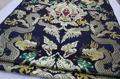Double Dragon Brocade Fabric: Chinese Cheongsam, Tibetan Robe (Silk Rayon Blend)
